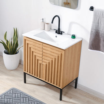 Rowan Geometric Modern Transitional 2-Shelf Bath Vanity Cabinet Only (Sink Basin Not Included)